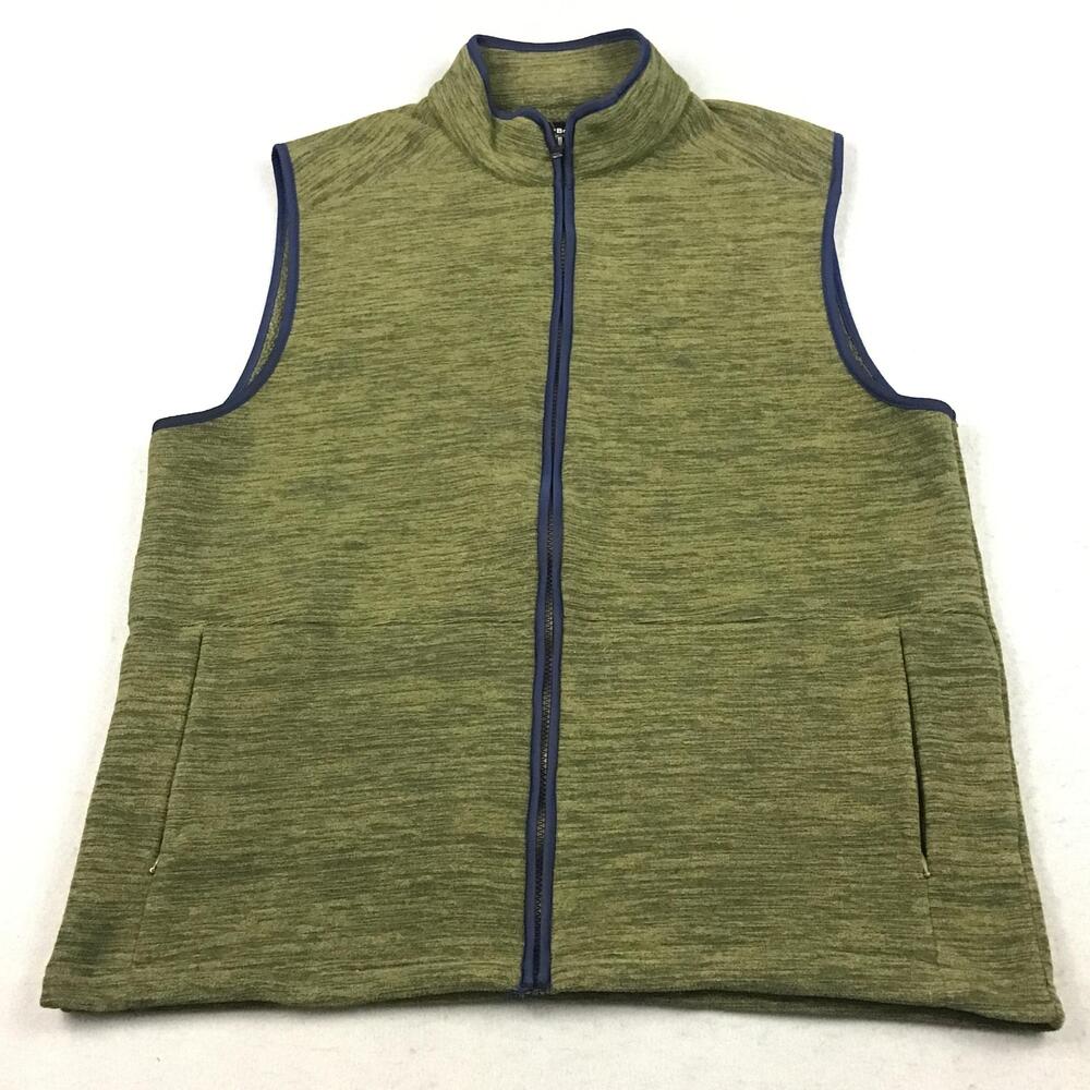 Bonobos Vest Men Large Green Windbreaker Zip Lined Fleece Insulated Pockets L